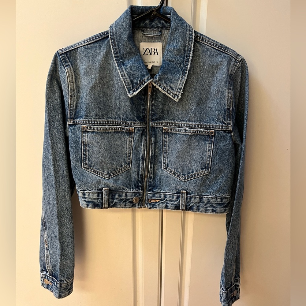 zara cropped denim jacket